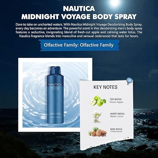 Nautica - Midnight Voyage Deodrizing Body Spray (170g) [Buy 1 Get 1 Free]