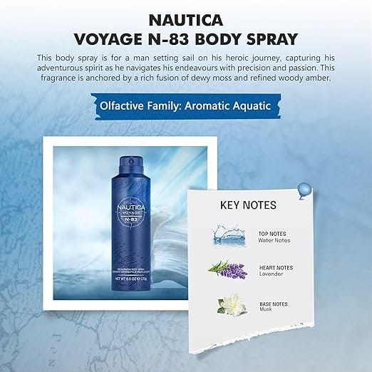 Nautica - Oceans Pacific Coast Deodrizing Body Spray (170g) [Buy 1 Get 1 Free]