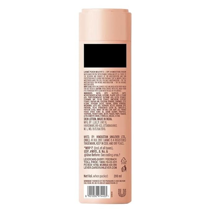 Lakme - Skin Perfect Collection Peach Milk Vit E Moisture - Riser (200ML)