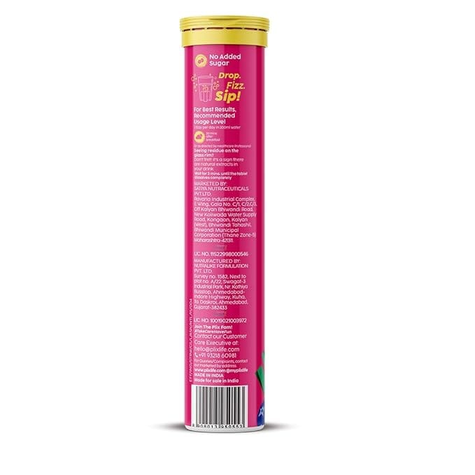 Plix - Glowy Skin Bubbly Effervescent 500mg L-Glutathione Hyaluronic Acid & Berries [Strawberry Flavour] (15N)