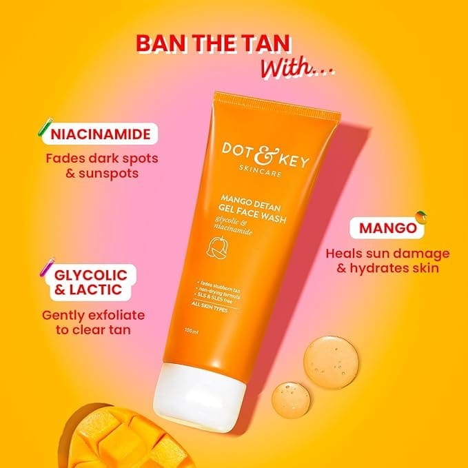 Dot & Key - Mango Detan Gel Face Wash Glycolic & Niacinamide (100ML)