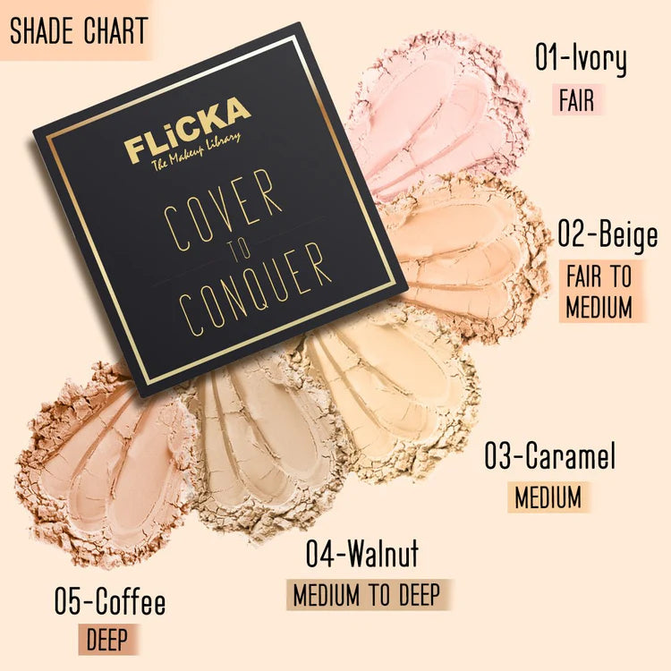 Flicka - Cover To Conquer Pressed Powder With Primer & SPF
