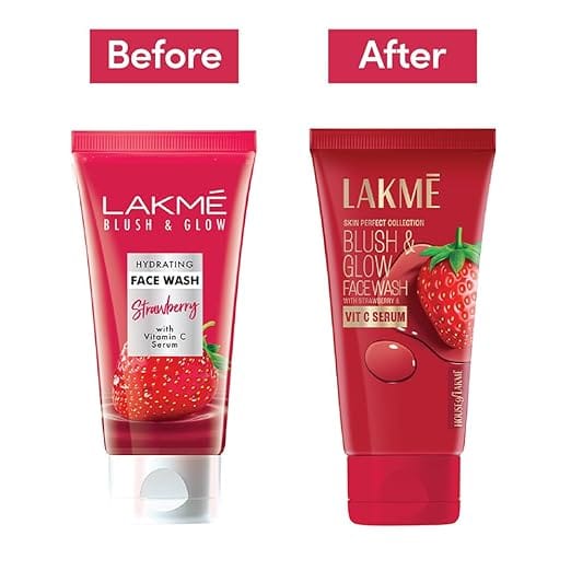 Lakme - Blush & Glow Face Wash With Strawberry & Vit C Serum (150g)
