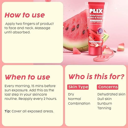 Plix - Watermelon Protect & Hydrate 2 in 1 Formula Moisturizer + Sunscreen (50g)