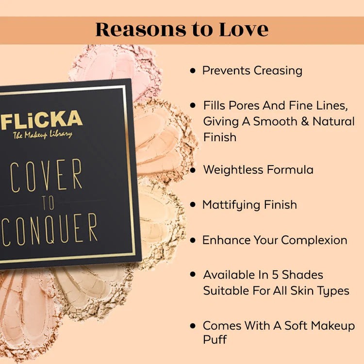 Flicka - Cover To Conquer Pressed Powder With Primer & SPF