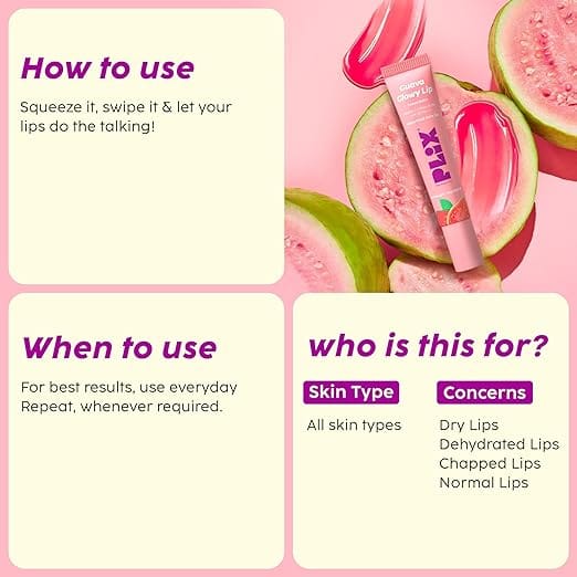 Plix - Guava Glowy Lip Tinted Balm Vitamin C Shea Butter Spf 30 PA+++ (10g)