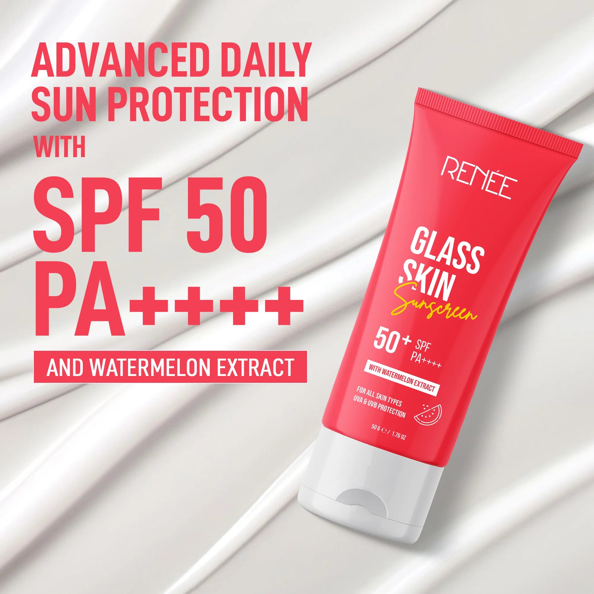 Renee - Glass Skin Sunscreen 50+ SPF With Watermelon Extract (50g)