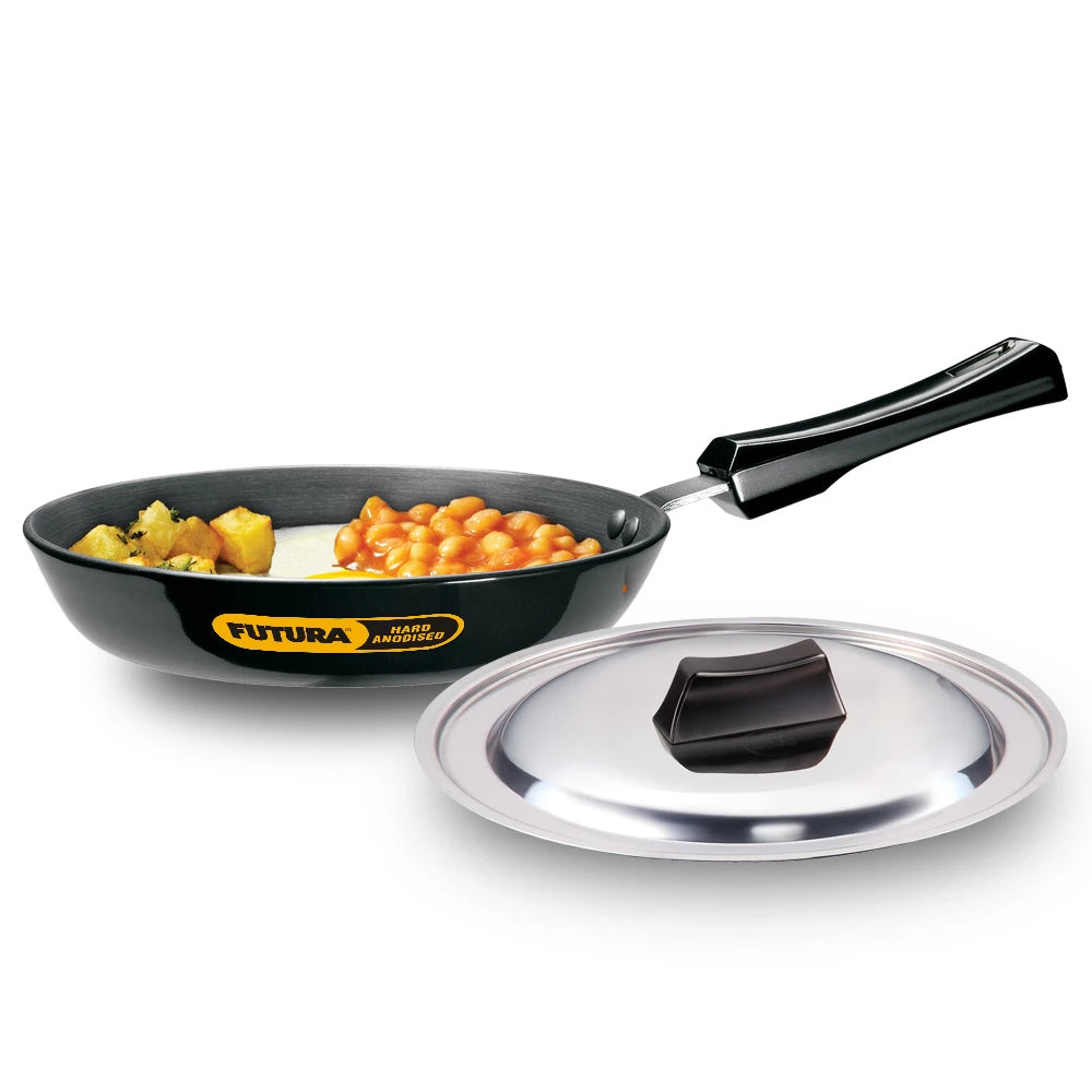 Hawkins Futura 22 cm hard anodised frying pan with stainless steel lid