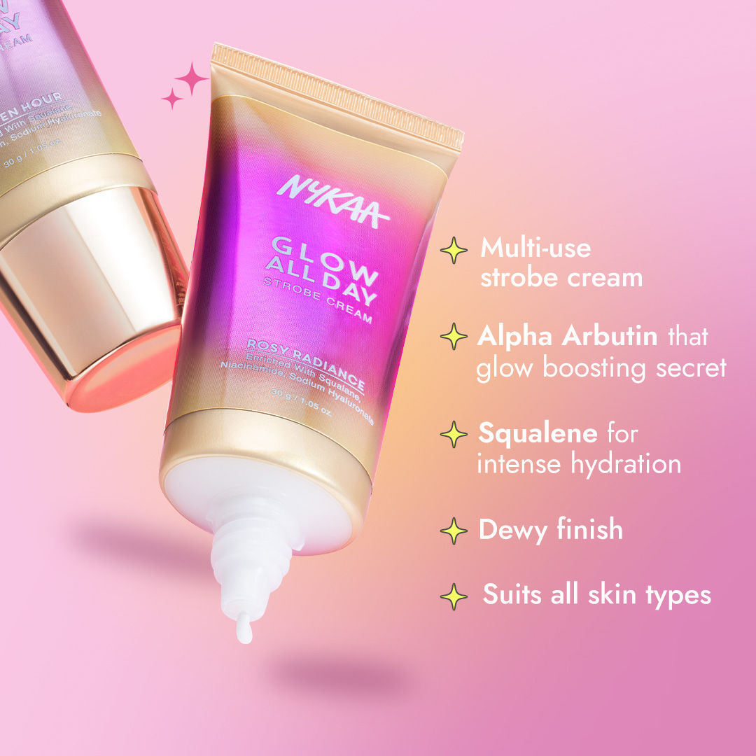 Nykaa Glow All Day Illuminating Strobe Cream + Highlighter + Moisturizer 30g GOLDEN HOUR