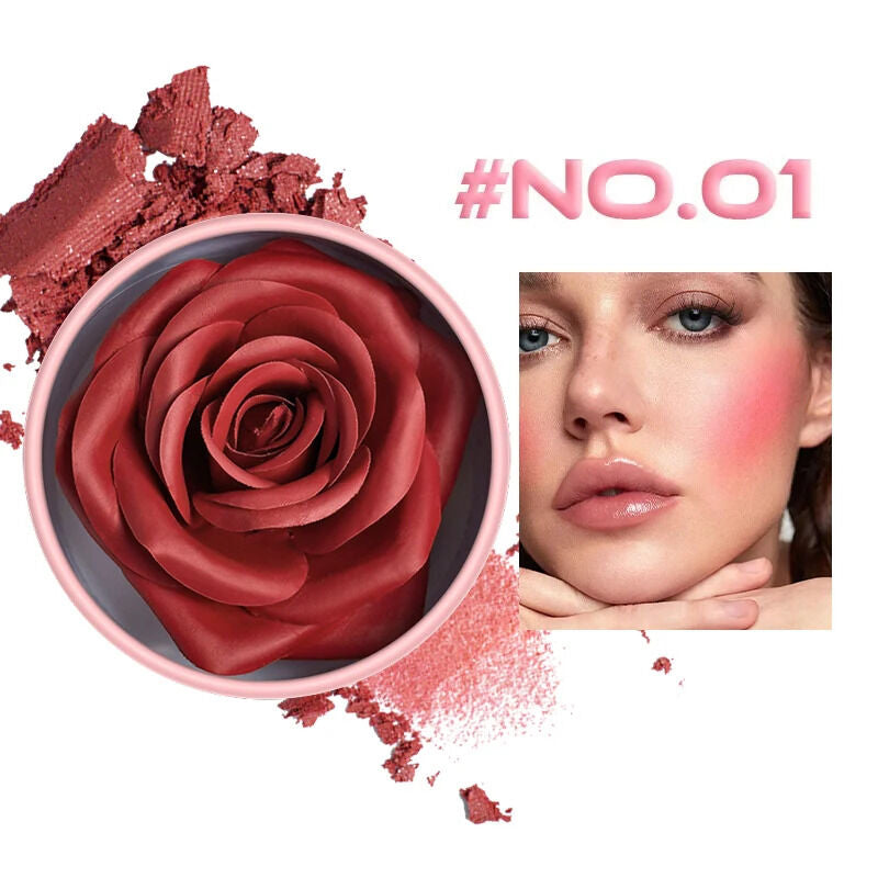 VERONNI 3D Rose Blush Highlighter Makeup Cheek Contour Shimmer Flower Petals D Rose Blush Facial Makeup 01