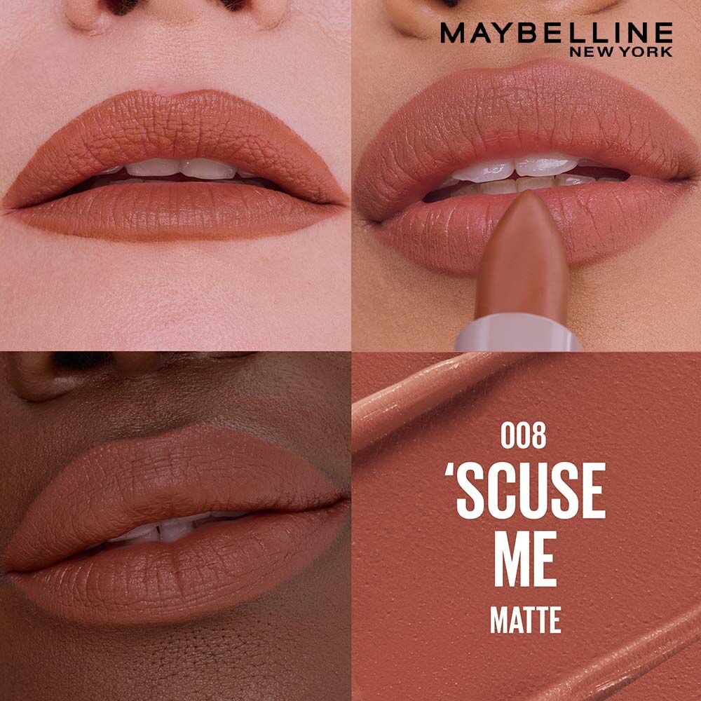 Maybelline Serum Matte Lipstick - 8Hr hydration, One-Swipe Bold Color 4.2g 001 Crop Top