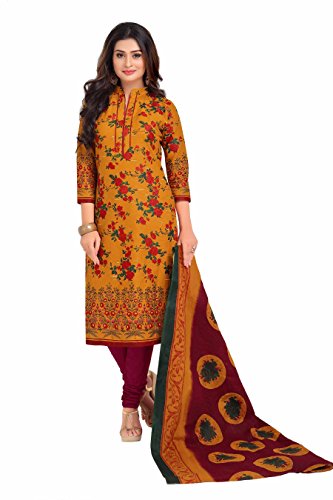 Miraan BAND1603 yellow cotton salwar suit front view