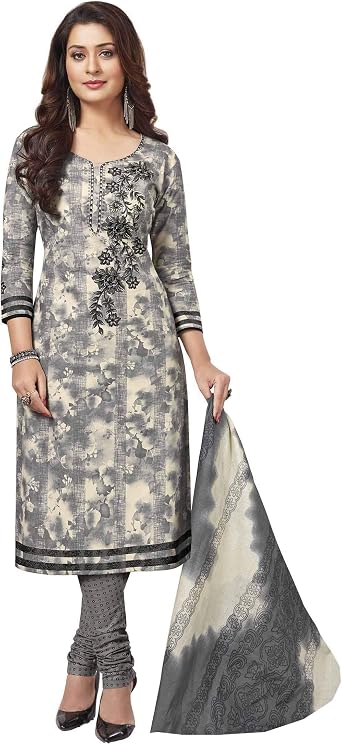 Miraan Band1819 grey cotton unstitched dress material main image