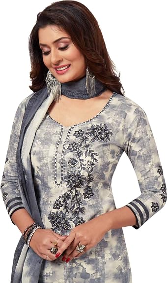 Miraan grey unstitched dress material additional image