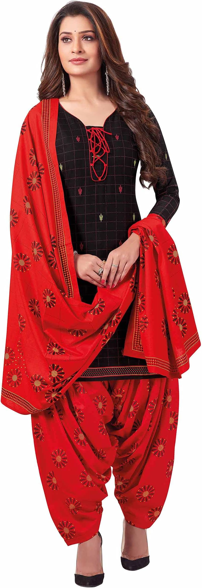 Miraan SAN7008 black cotton unstitched dress material