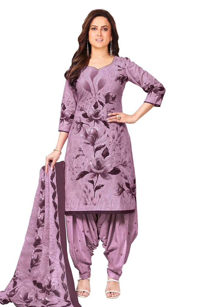 Miraan SANRAN2381 pink printed cotton unstitched salwar suit material