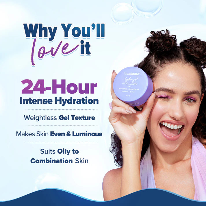 Aqualogica – Illuminate + Hydra Gel Moisturizer with Wild Berries & Alpha Arbutin - (200g)