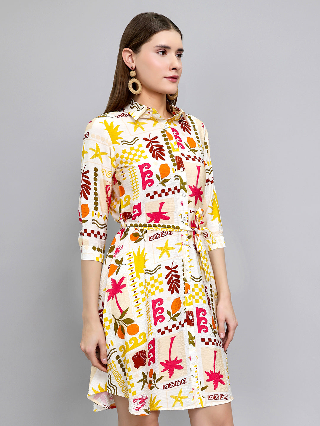 Monte Carlo Yellow Printed Tunic detail
