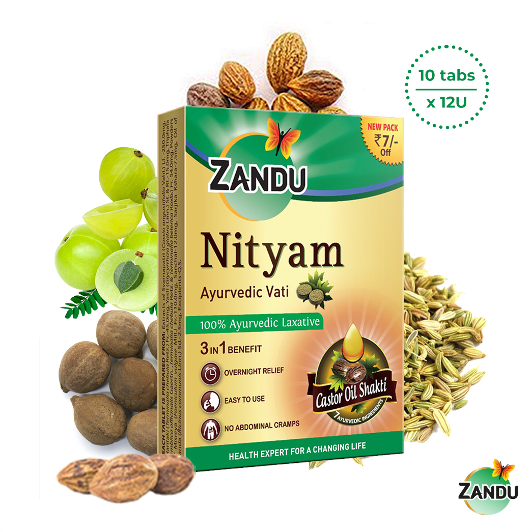 Zandu-O Zandu Nityam Vati Ayurvedic Tablets 10 Tabs x 12U
