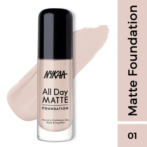 Nykaa All Day Matte Long Wear Liquid Foundation For Normal To Combination Skin 30ml Ivory 01