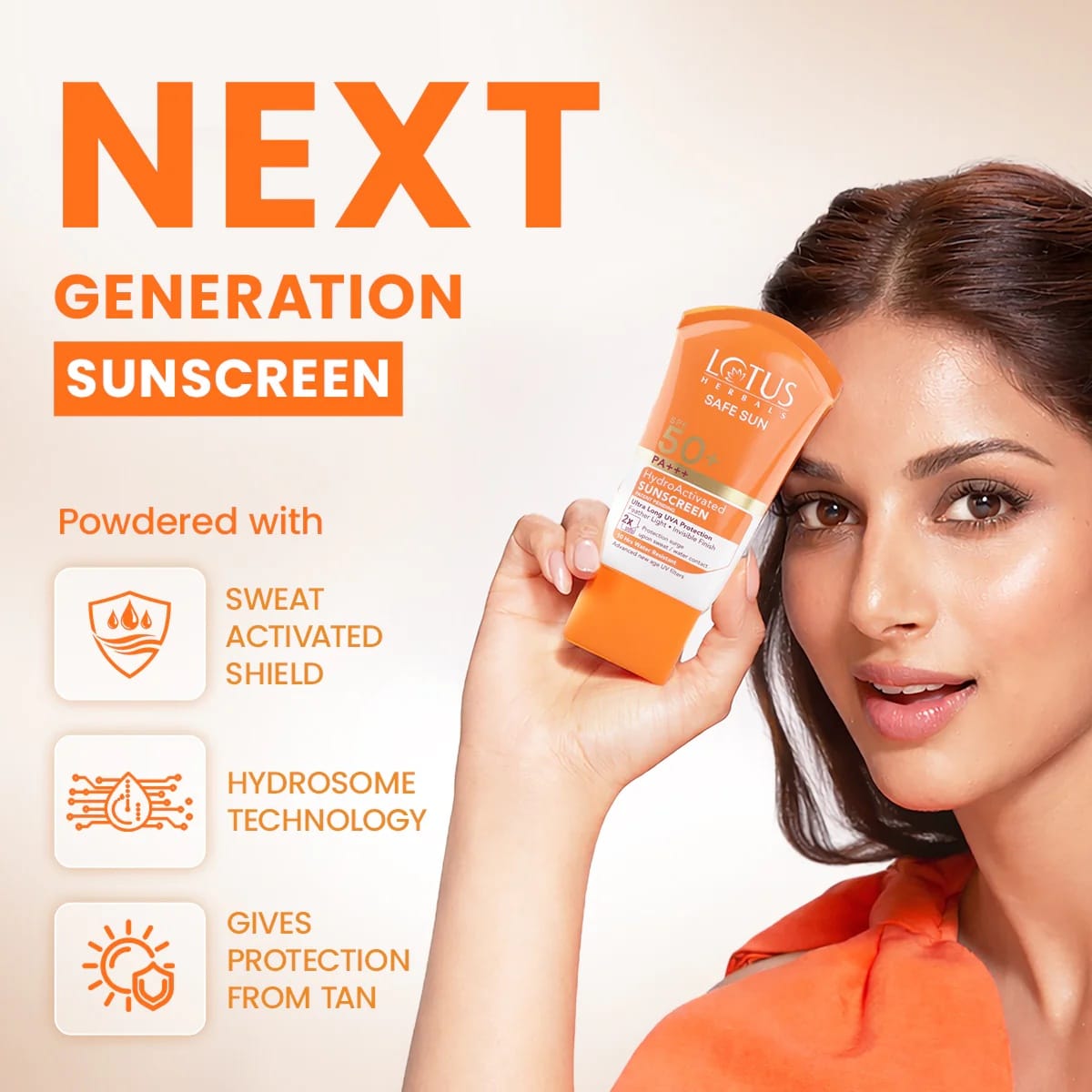 Lotus Herbals - Safe Sun Spf 50 PA+++ Hydro Activated Sunscreen (50ML)