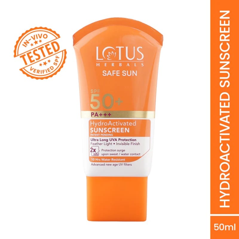 Lotus Herbals - Safe Sun Spf 50 PA+++ Hydro Activated Sunscreen (50ML)