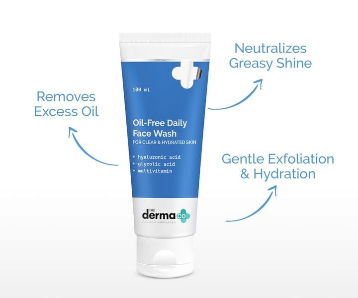 Derma Co - Oil-Free Daily Face Wash With Hyaluronic Acid, Glycolic Acid & Multivitamins 100ml
