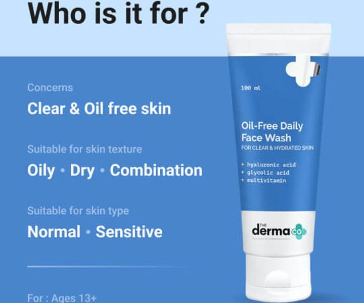 Derma Co - Oil-Free Daily Face Wash With Hyaluronic Acid, Glycolic Acid & Multivitamins 100ml