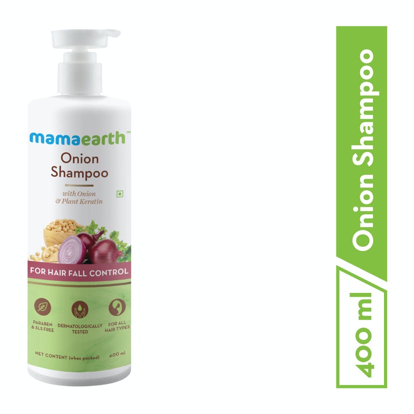 Mamaearth Onion Shampoo for Hair Growth and Hair Fall Control with Onion Oil and Plant Keratin (400mL)