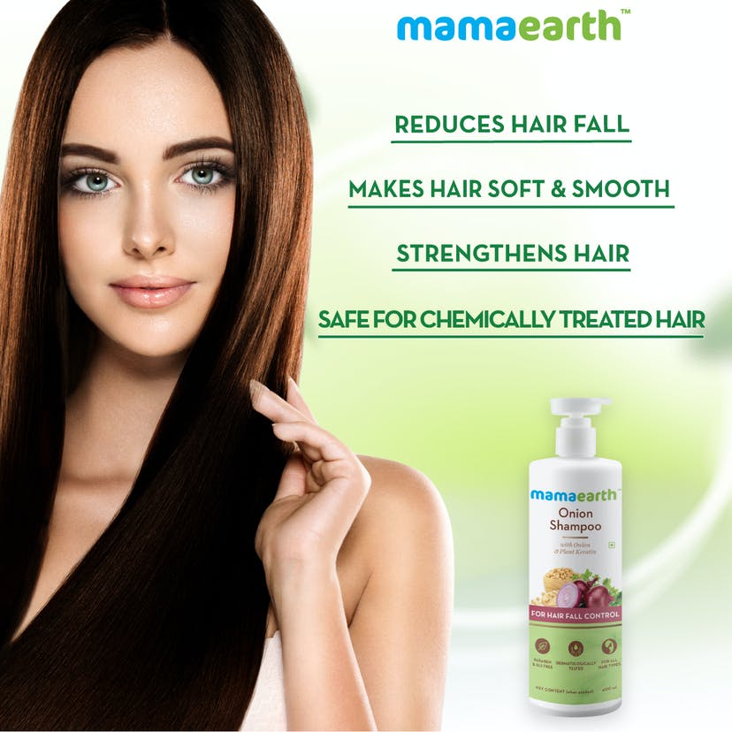 Mamaearth Onion Shampoo for Hair Growth and Hair Fall Control with Onion Oil and Plant Keratin (400mL)