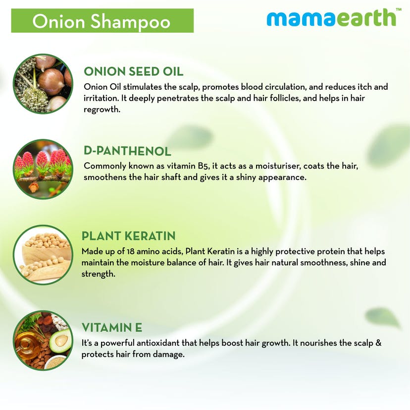 Mamaearth Onion Shampoo for Hair Growth and Hair Fall Control with Onion Oil and Plant Keratin (400mL)