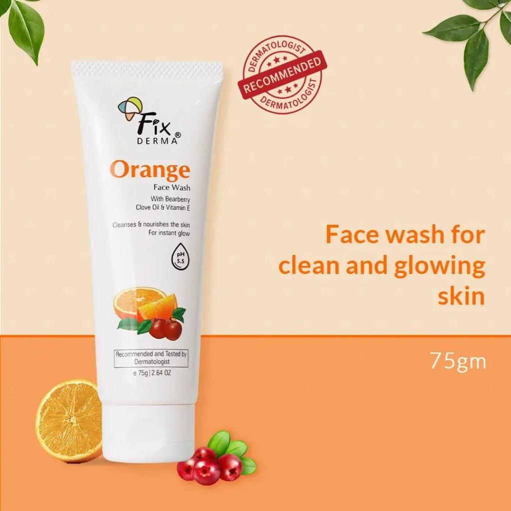 Fix Derma - Glycolic Acid, Orange Face Wash For Oily And Glowing Skin For Women And Men (75g)