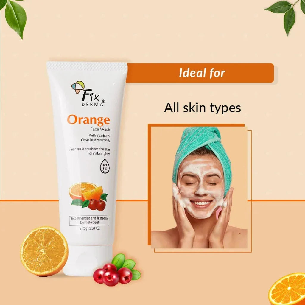 Fix Derma - Glycolic Acid, Orange Face Wash For Oily And Glowing Skin For Women And Men (75g)