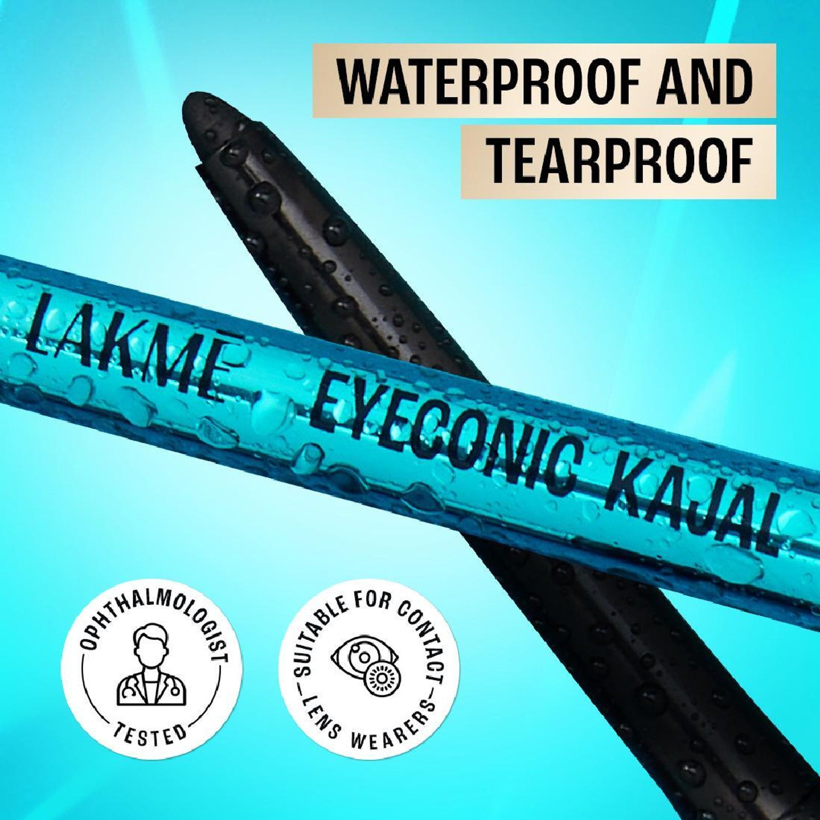 Lakme 9to5 Set of 2 Eyeconic Kajal Matte Finish & Lasts upto 24hrs 0.35g Each - Deep Black