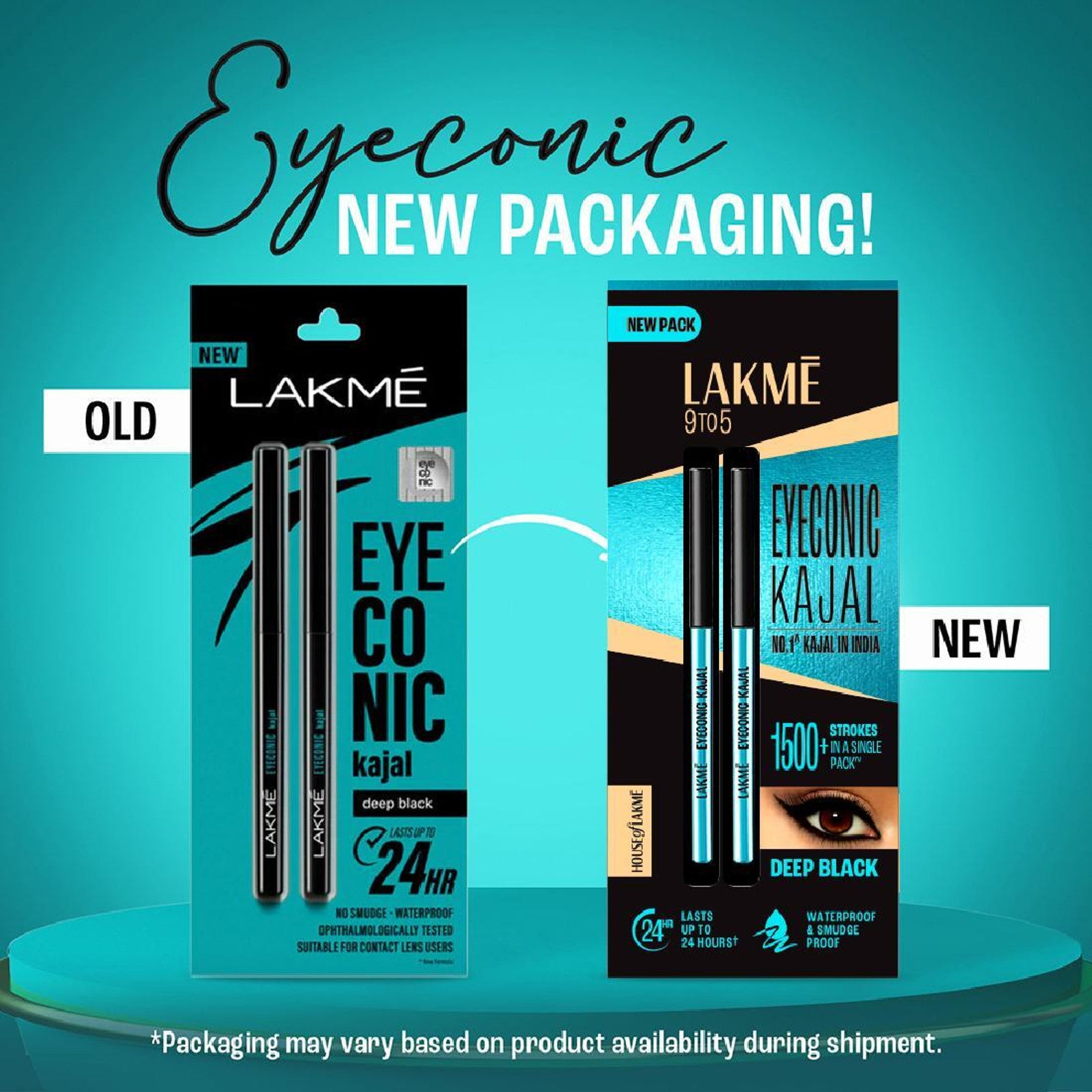 Lakme 9to5 Set of 2 Eyeconic Kajal Matte Finish & Lasts upto 24hrs 0.35g Each - Deep Black