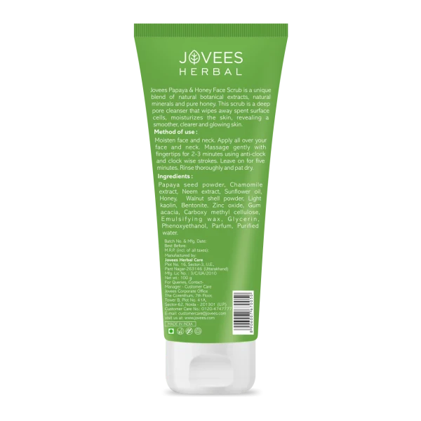 JOVEES HERBAL Jovees Papaya & Honey Face Scrub| With Honey & Neem|Normal to Dry Skin 100g