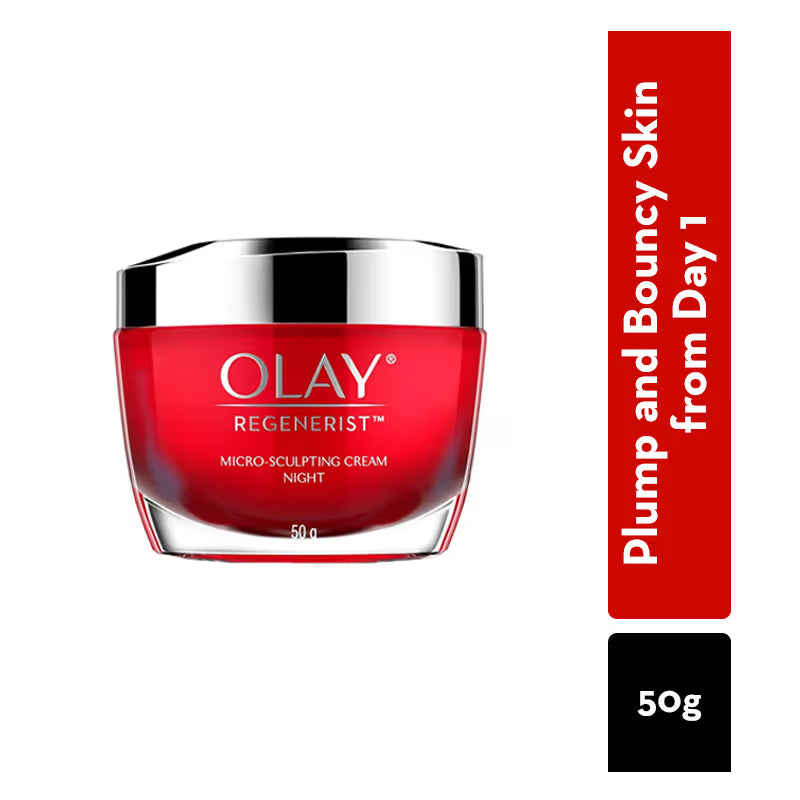 Olay Regenerist Micro Sculpting Night Cream For Plump & Bouncy Skin With Hyaluronic Acid (50g )