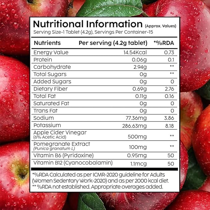 Plix - Apple Cider Vinegar Bubbly Effervescent Daily Fizzy to Manage Weight Apple Flavour Tablets (15N) - BEAUTY BRATS