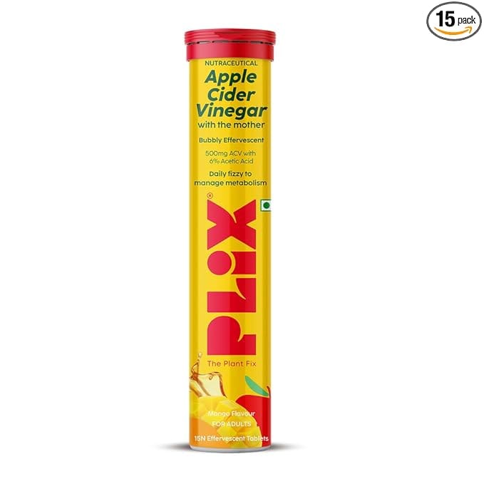 Plix - Apple Cider Vinegar Daily Fizzy To Manage Weight Mango Flavour Tablets (15N) - BEAUTY BRATS