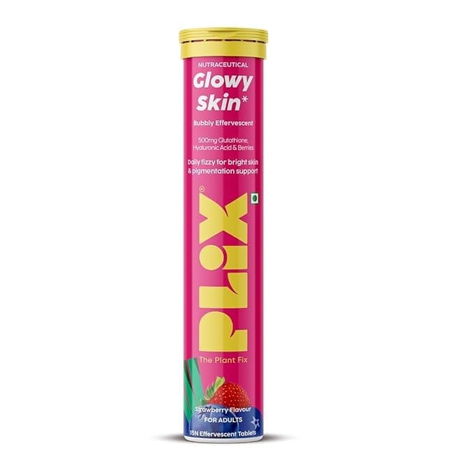 Plix - Glowy Skin Bubbly Effervescent 500mg L-Glutathione Hyaluronic Acid & Berries [Strawberry Flavour] (15N)