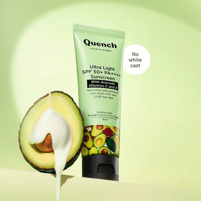 Quench - Ultra Light Spf 50+ Pa++++ Sunscreen With Avocado Vitamins C And E (50ML)