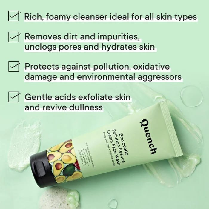 Quench - Pollution Rescue Cream Face Wash With Avocado Vitamins C And E (100ML)