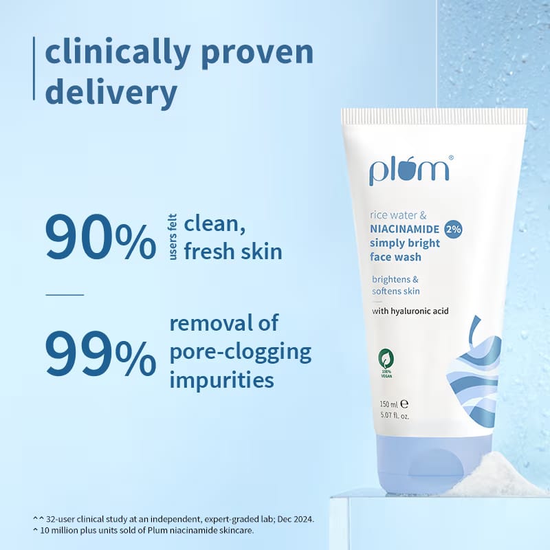 Plum - Rice Water & Niacinamide Simply Bright 2% Face Wash (150ML)