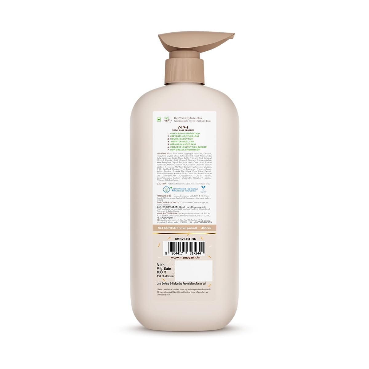 Mamaearth - Rice Water Hydrating Body Lotion (400ML)