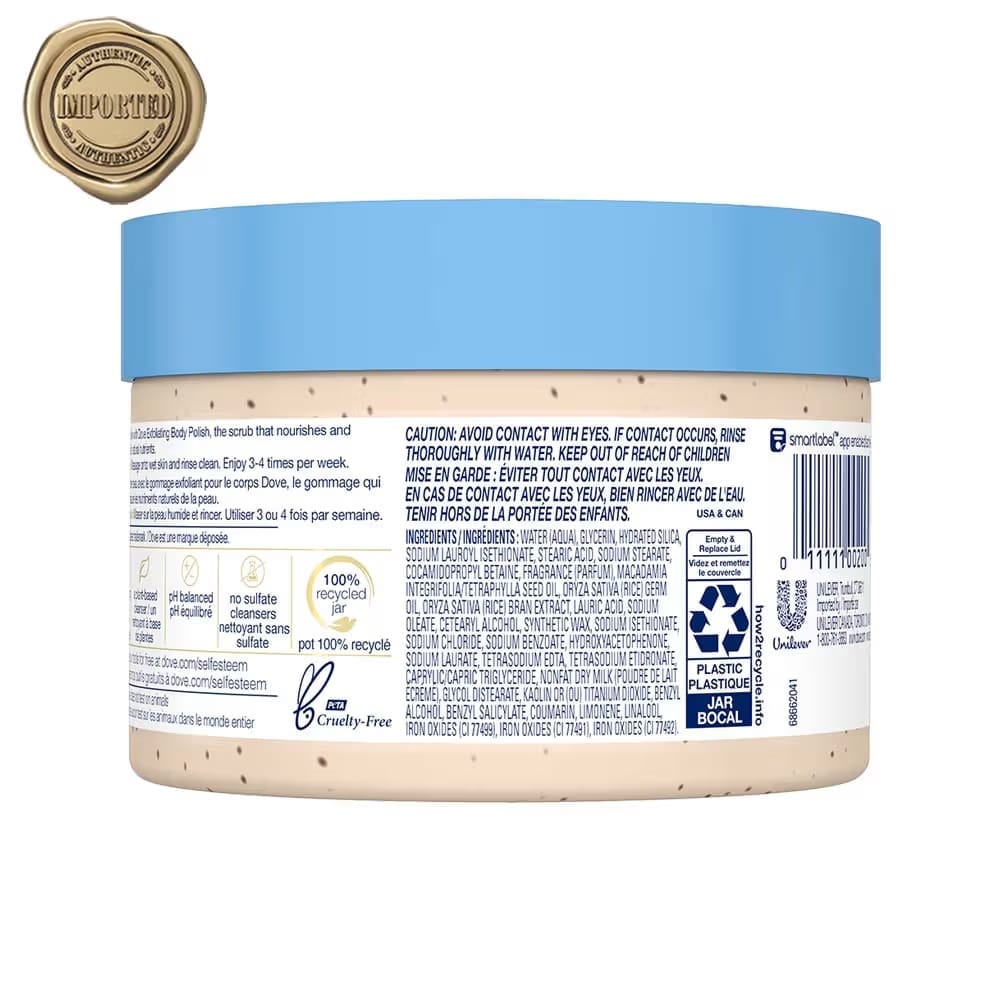 Dove - Exfoliating Body Polish Crushed Macadamia & Rice Milk (298g)