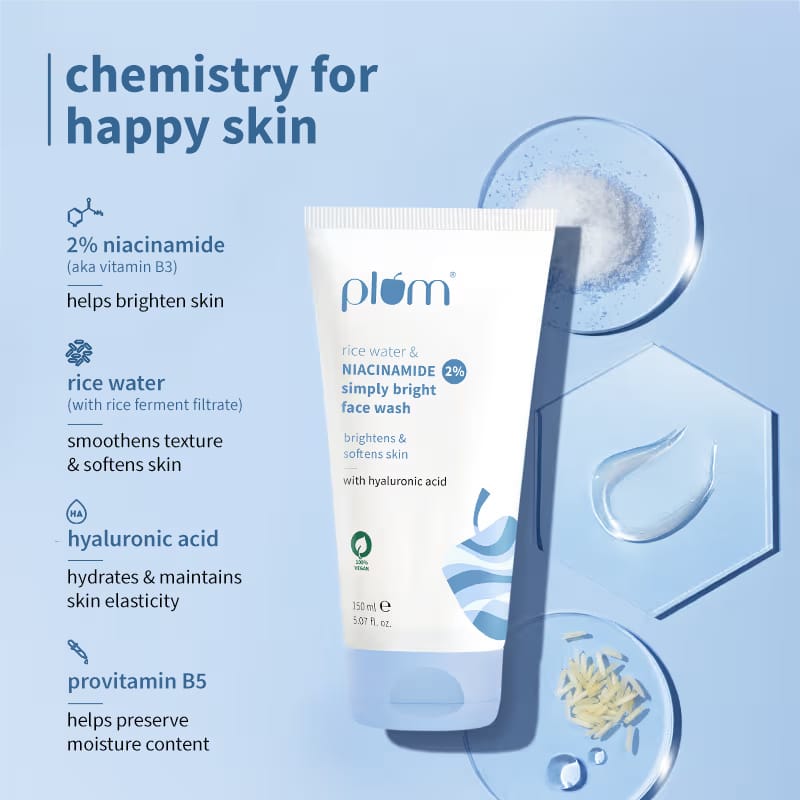 Plum - Rice Water & Niacinamide Simply Bright 2% Face Wash (150ML)