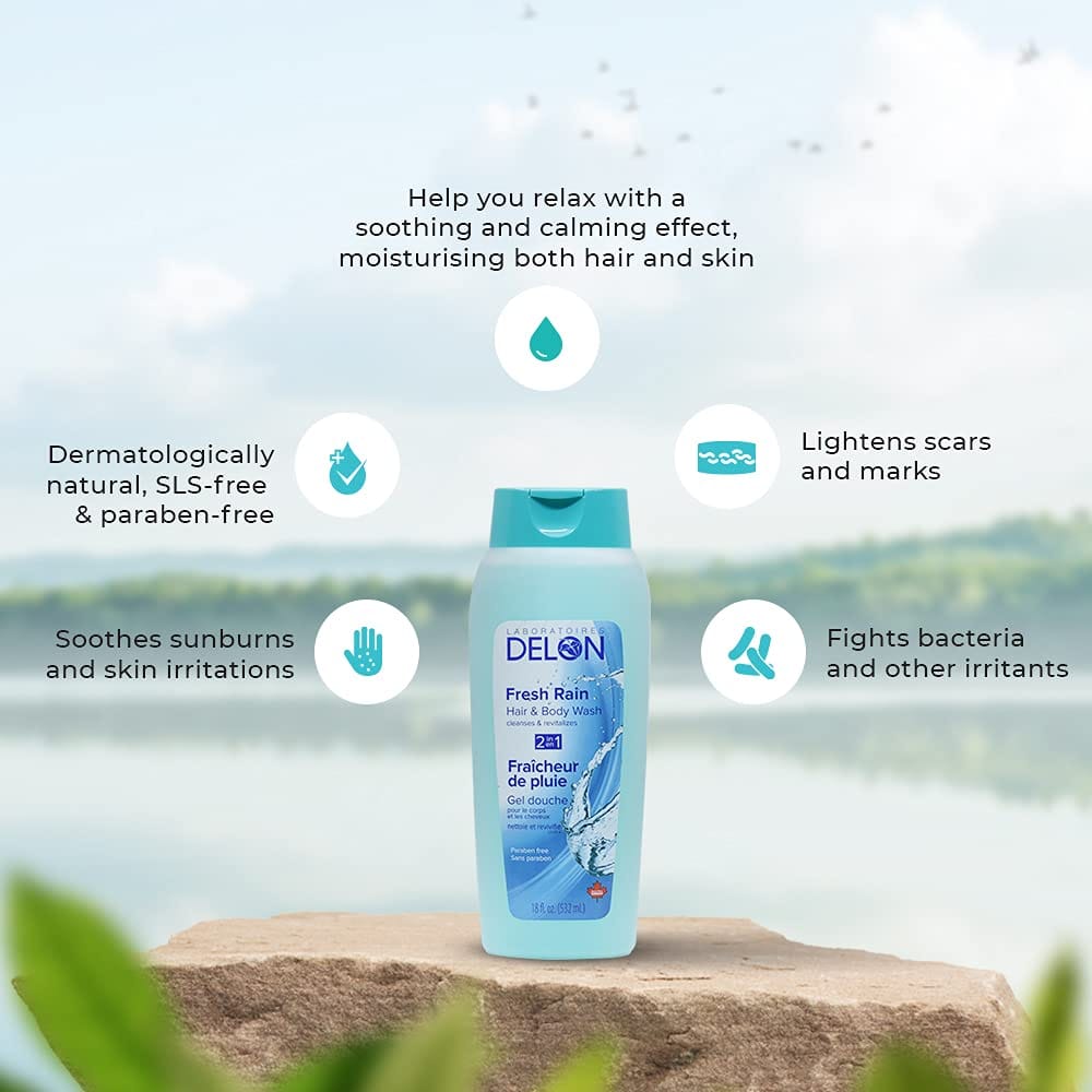 Delon - Fresh Rain Hair & Body Wash (532ML) [Buy 1 Get 1 Free]