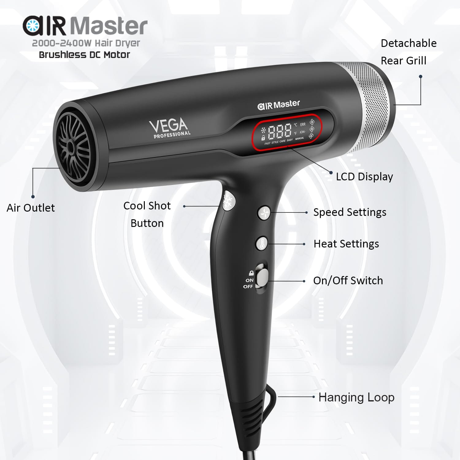Vega Professional - Air Master 2000 - 2400W Hair Dryer (VPPHD - 14)