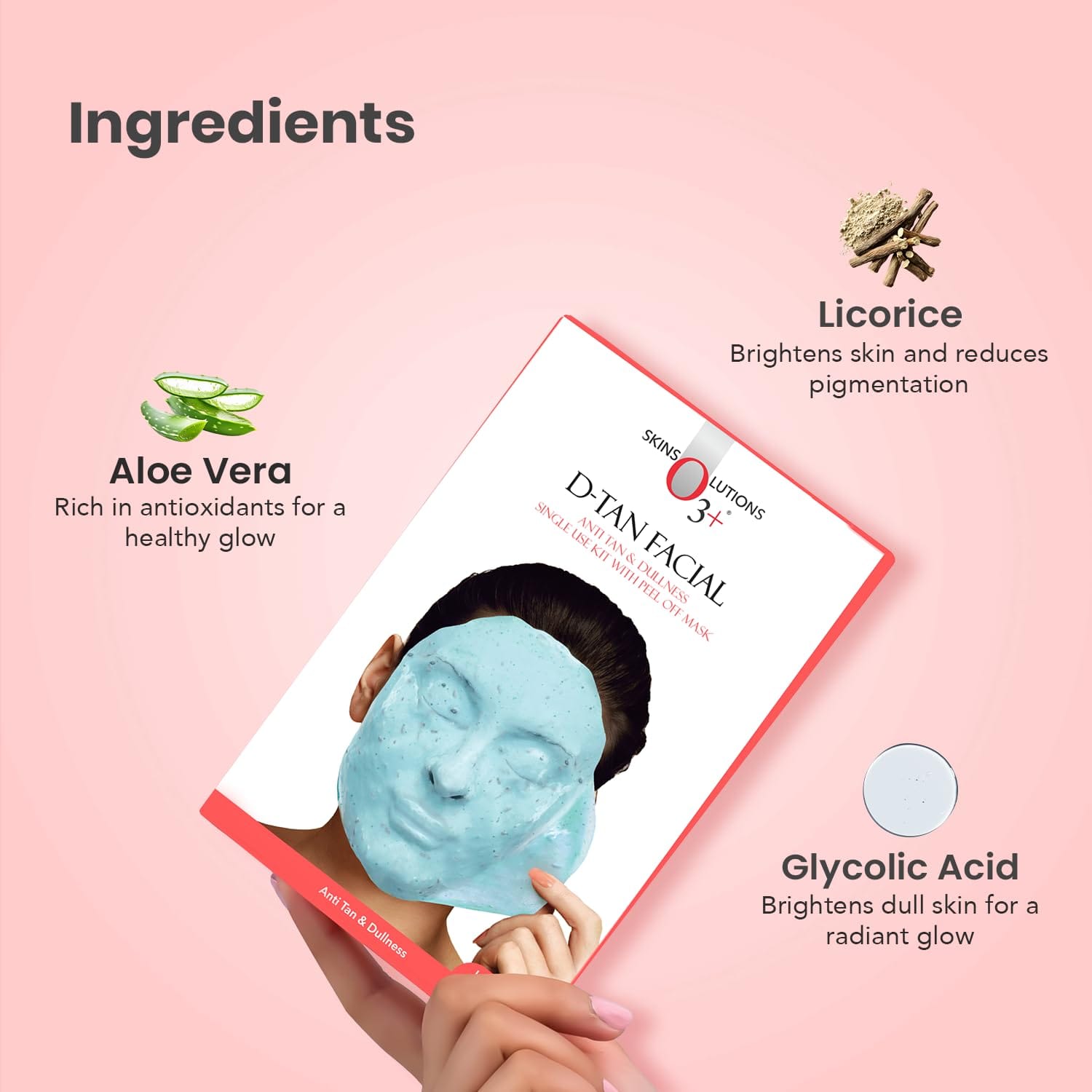 O3+ - D - Tan Facial Anti Tan & Dullness Single Use Kit With Peel Off Mask