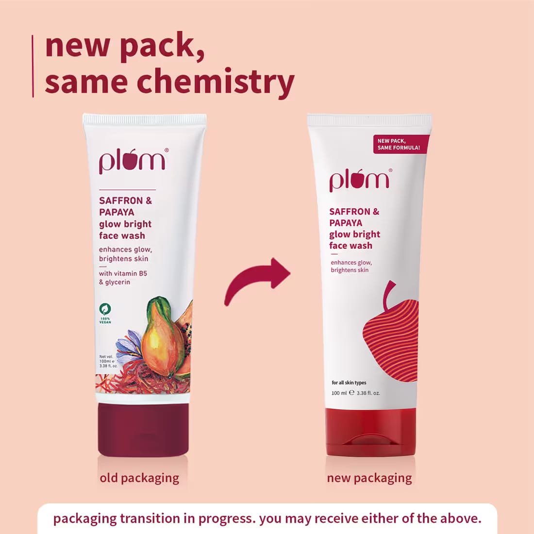 Plum - Saffron & Papaya Glow Bright Face Wash (100ML)